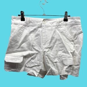 Tommy Bahama Relax Leigh Fit White Linen Cargo Shorts Women’s Size 2